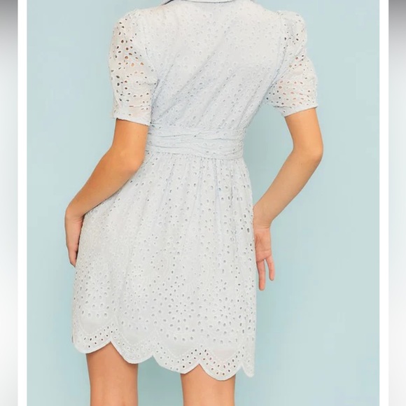 Main strip light blue dress lace eyelet Medium New with tags button down spring - Picture 4 of 15